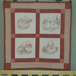 Handmade Redwork Wall Hanging